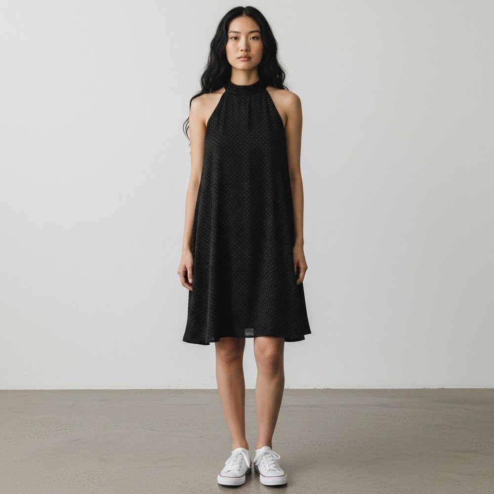 Tommy Hilfiger Women's Halter Dress Black Small White Polka Dots Polyester 12